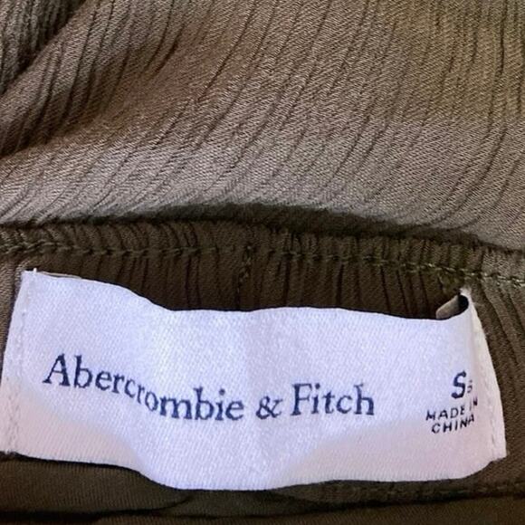 Abercrombie & Fitch Tan Wide Leg Elastic Waist Drawstring Casual Ankle Pants S - Picture 4 of 4